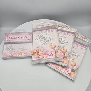 Amscan Sweet Sixteen Invitation and Place Cards Matching Set
